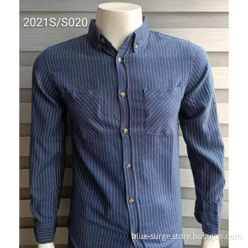 Slim Fit Zwei Hemdtaschen Blaue Herrenhemden